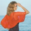 Mesh Lace Bolero knitting pattern by HitsKnits - geometric openwork summer shrug in sport weight cotton yarn