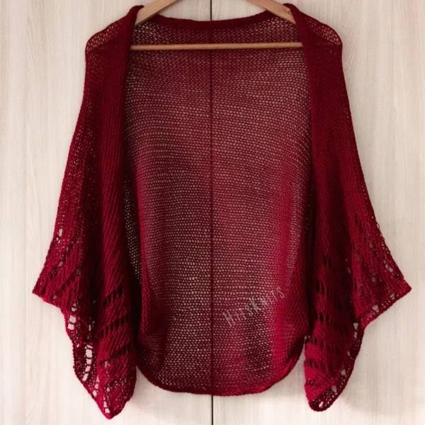 Mesh Lace Bolero knitting pattern by HitsKnits - geometric openwork summer shrug in sport weight cotton yarn