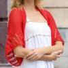 Mesh Lace Bolero knitting pattern by HitsKnits - geometric openwork summer shrug in sport weight cotton yarn