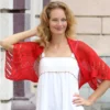 Mesh Lace Bolero knitting pattern by HitsKnits - geometric openwork summer shrug in sport weight cotton yarn