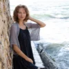 Cotton Lace Shrug knitting pattern by HitsKnits - lightweight open summer shrug in white fingering cotton yarn with lace border