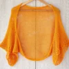 Cotton Lace Shrug knitting pattern by HitsKnits - lightweight open summer shrug in white fingering cotton yarn with lace border