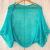 Cotton Lace Shrug knitting pattern by HitsKnits - lightweight open summer shrug in white fingering cotton yarn with lace border