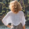 Cotton Lace Shrug knitting pattern by HitsKnits - lightweight open summer shrug in white fingering cotton yarn with lace border