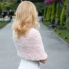 Faux Fur Bridal Wrap knitting pattern by HitsKnits - fluffy infinity cape in white super bulky faux fur yarn