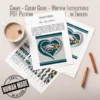 Eagles Heart Finger Knit Blanket Pattern - the Philadelphia Eagles eagle-head logo set inside a heart on a white background with green bands, worked in stockinette colorwork intarsia with 5 colors: White, Green, Gray, Black, Gold.