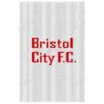 Bristol City FC Knitted Panel Pattern - the football club wordmark in red on a white background, worked in stockinette intarsia colorwork with 2 colors: White, Red.