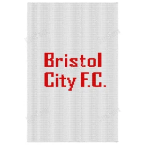 Bristol City FC Knitted Panel Pattern - the football club wordmark in red on a white background, worked in stockinette intarsia colorwork with 2 colors: White, Red.