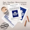 Toronto Maple Leafs Finger Knit Blanket Pattern - white maple leaf logo and team name on royal blue background, worked in stockinette colorwork intarsia with 2 colors: Royal Blue and White.