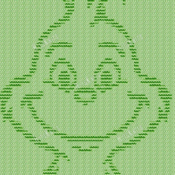 Happy Grinch Blanket Knitting Pattern showing a textured silhouette of a smiling Grinch portrait with a wide grin and pointed features, on a solid single-color blanket with a garter stitch border, worked in one color, 140 stitches x 210 rows.