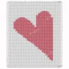 Pink Heart Chunky Blanket Knitting Pattern showing one large pink heart tilted on the diagonal across an ivory blanket, worked in stockinette colorwork intarsia with 2 colors: Ivory and Pink.