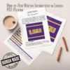 LSU Finger Knit Blanket Pattern - Louisiana State University monogram in gold with a white outline on a purple background, with gold and white stripe bands, worked in stockinette colorwork intarsia with 3 colors: Purple, Yellow, and White.