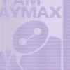 Baymax Blanket Knitting Pattern showing a textured silhouette of Baymax, the rounded healthcare robot from Big Hero 6 with a calm two-dot face, on a solid single-color blanket with a garter stitch border, worked in one color, 182 stitches x 322 rows.
