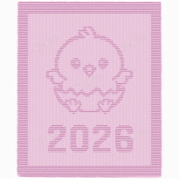 Born in 2026 Baby Chick Knit Blanket Pattern showing a textured silhouette of a newly hatched baby chick sitting in a cracked eggshell with the year 2026 below it, on a solid single-colour blanket with a garter stitch border, worked in one color, 130 stitches x 230 rows.