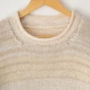 Cozy Women's Basic Sweater Knitting Pattern showing a relaxed drop-shoulder pullover in marled cream, oat, and sand, worked in stockinette stitch with rolled hem, cuffs, and neckline, sizes S to 2XL.