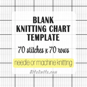 Free Printable Blank Knitting Chart 70x70 showing a blank square grid numbered 1 to 70 on all sides with bold guide lines every 10 squares, for designing your own knitting motifs.